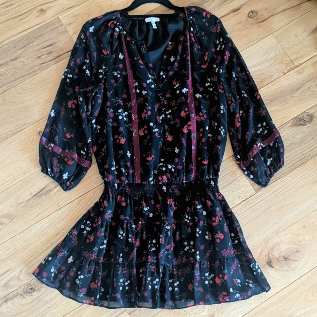 Joie Black Burgandy Red Dress Euc